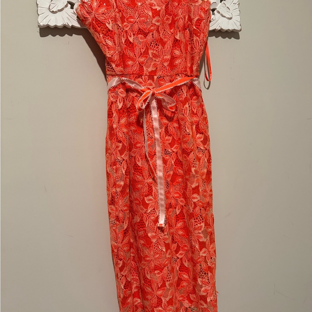 Elegant Orange Lace Dress size 8